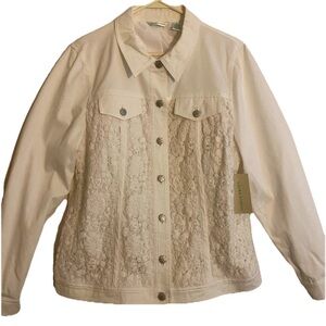 NWT Laura Ashley White Daisy Fields Women’s Cotton Denim Lined Jacket New